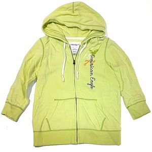 American Eagle Lime Bright Green Hoodie Sweater Medium 3/4 Sleeve Eagle Fleece